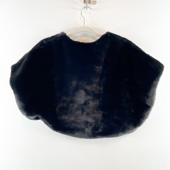Talbots Faux Fur Cropped Shrug Vest Black Medium - Picture 15 of 15